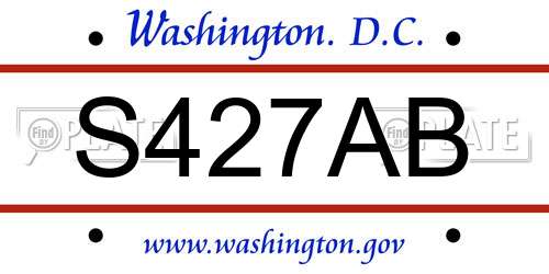 S427AB District Of Columbia License Plate