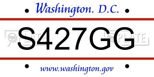S427GG District Of Columbia License Plate