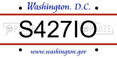 S427IO District Of Columbia License Plate