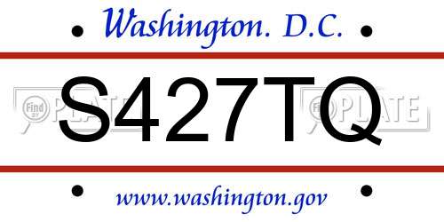 S427TQ District Of Columbia License Plate