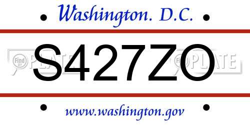 S427ZO District Of Columbia License Plate