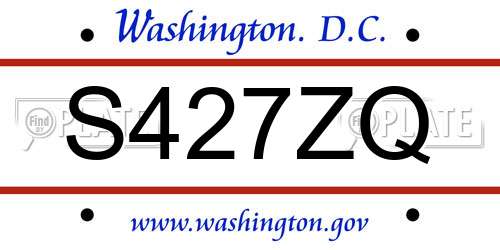 S427ZQ District Of Columbia License Plate
