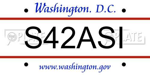S42ASI District Of Columbia License Plate