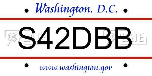 S42DBB District Of Columbia License Plate