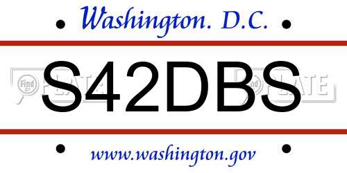 S42DBS District Of Columbia License Plate