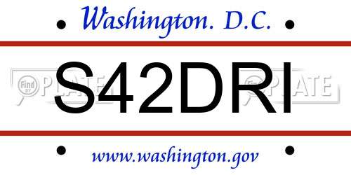 S42DRI District Of Columbia License Plate