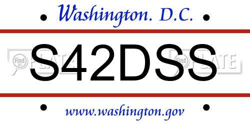 S42DSS District Of Columbia License Plate