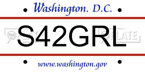 S42GRL District Of Columbia License Plate