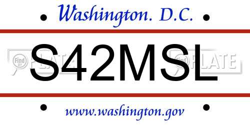 S42MSL District Of Columbia License Plate