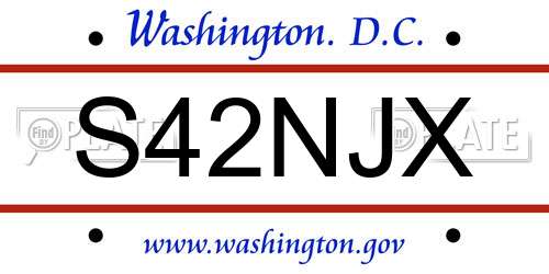 S42NJX District Of Columbia License Plate