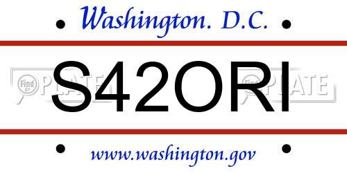 S42ORI District Of Columbia License Plate