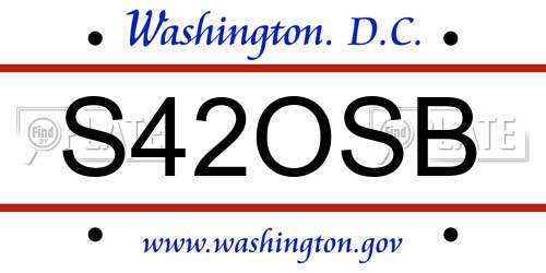 S42OSB District Of Columbia License Plate