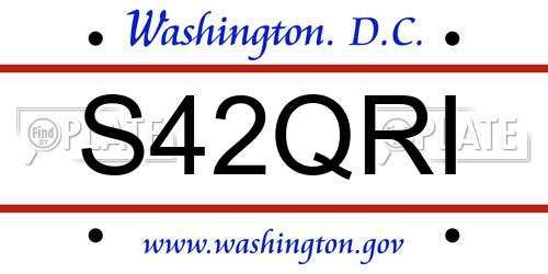 S42QRI District Of Columbia License Plate