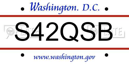 S42QSB District Of Columbia License Plate