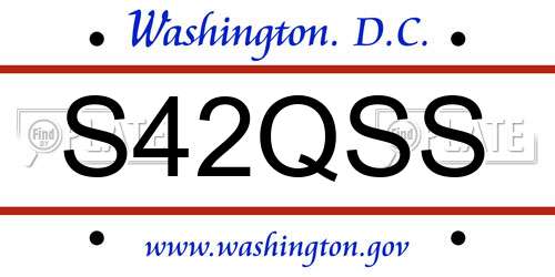 S42QSS District Of Columbia License Plate