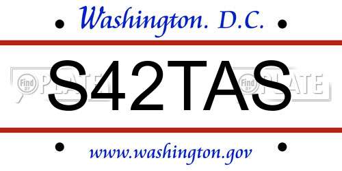 S42TAS District Of Columbia License Plate