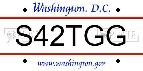 S42TGG District Of Columbia License Plate