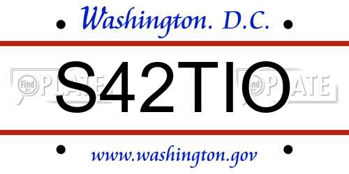 S42TIO District Of Columbia License Plate