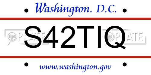 S42TIQ District Of Columbia License Plate