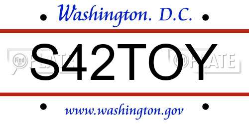 S42TOY District Of Columbia License Plate