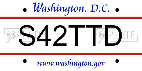 S42TTD District Of Columbia License Plate