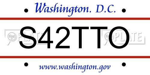 S42TTO District Of Columbia License Plate