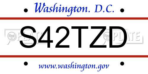 S42TZD District Of Columbia License Plate