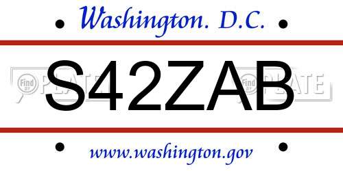 S42ZAB District Of Columbia License Plate