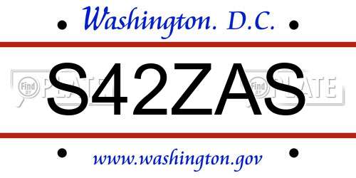 S42ZAS District Of Columbia License Plate