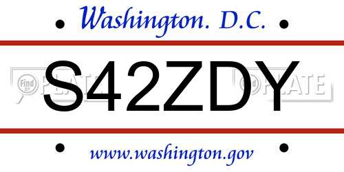 S42ZDY District Of Columbia License Plate