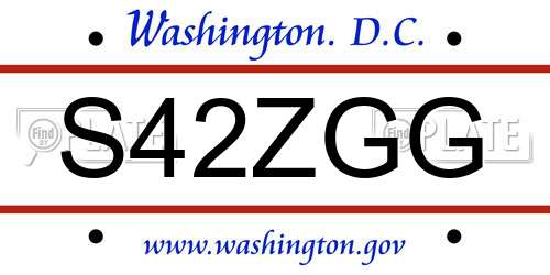 S42ZGG District Of Columbia License Plate