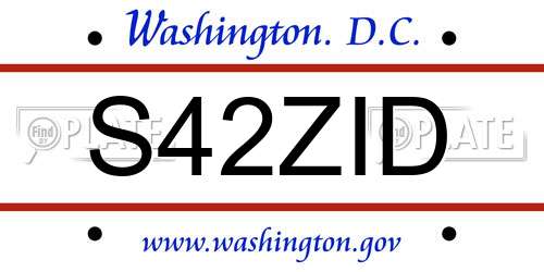 S42ZID District Of Columbia License Plate