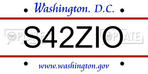 S42ZIO District Of Columbia License Plate