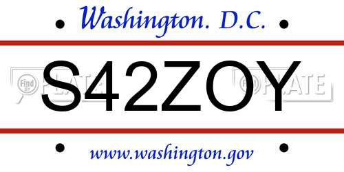 S42ZOY District Of Columbia License Plate