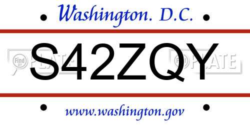 S42ZQY District Of Columbia License Plate