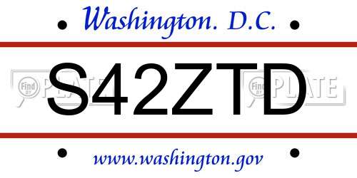 S42ZTD District Of Columbia License Plate