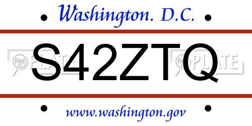 S42ZTQ District Of Columbia License Plate