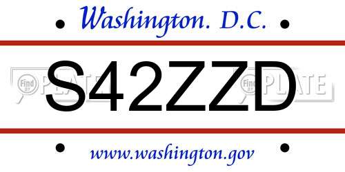 S42ZZD District Of Columbia License Plate