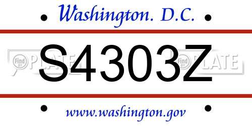 S4303Z District Of Columbia License Plate