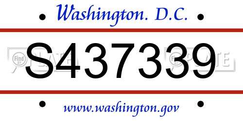 S437339 District Of Columbia License Plate