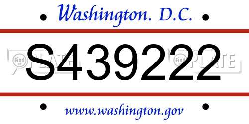 S439222 District Of Columbia License Plate