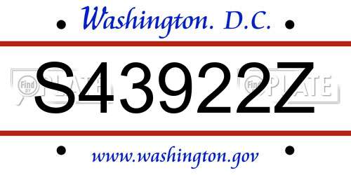 S43922Z District Of Columbia License Plate