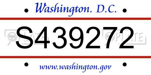 S439272 District Of Columbia License Plate