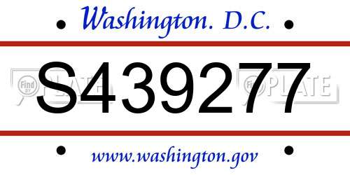 S439277 District Of Columbia License Plate