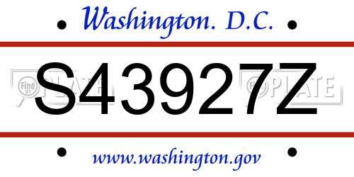 S43927Z District Of Columbia License Plate