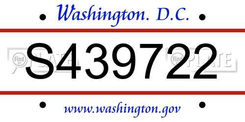 S439722 District Of Columbia License Plate