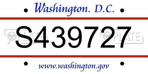 S439727 District Of Columbia License Plate