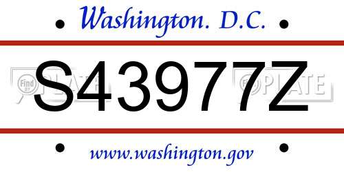 S43977Z District Of Columbia License Plate