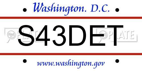S43DET District Of Columbia License Plate