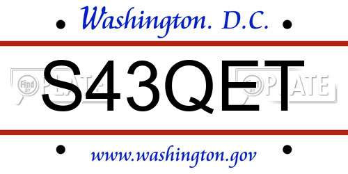 S43QET District Of Columbia License Plate